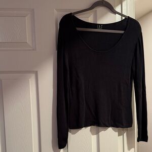 INC International Concepts Black Long Sleeve Top